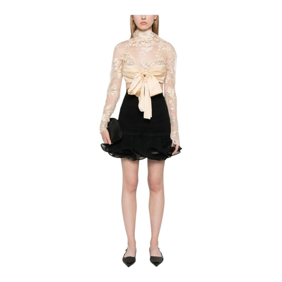 Zimmermann Illustration Flounce Lace Trimmed Minidress Size 2/4 (0) - Picture 1 of 9